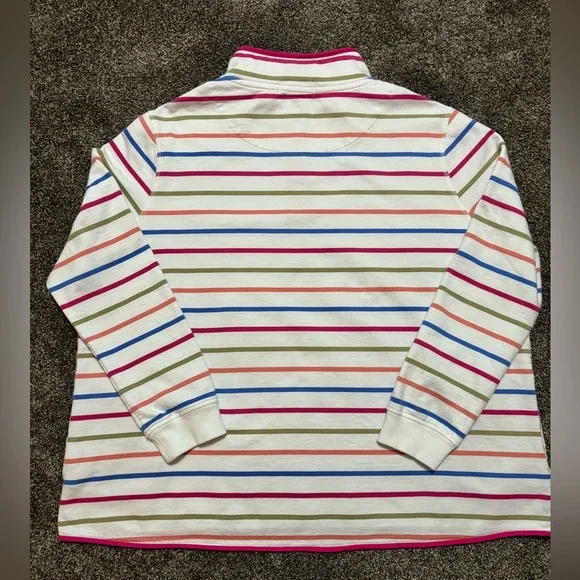 WoolOvers Women's Striped Long Sleeve 1/4 zip size XXL 100% ORGANIC Cotton - Picture 2 of 7
